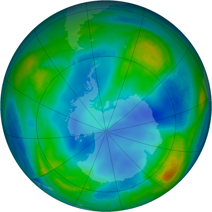 Antarctic ozone map for 08 June 1988